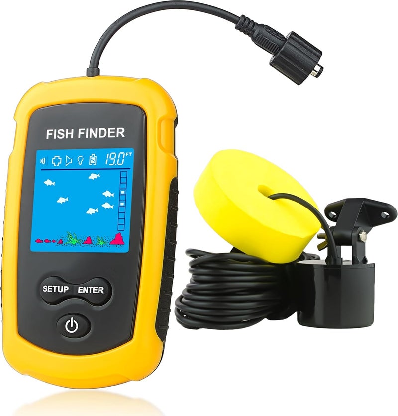 Venterior Portable Wired Fish Finder Ice Kayak Fishing Gear Water Depth Finder Handheld Fishfinder LCD Display Sonar Transducer - Image 1